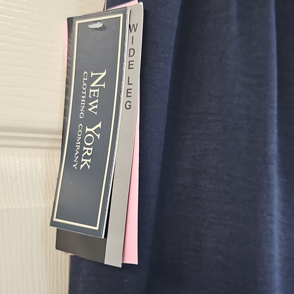 NWT New York Clothing CO Wide Leg Pull On Belted W Tie Petite Large (PL) Navy - Picture 11 of 16
